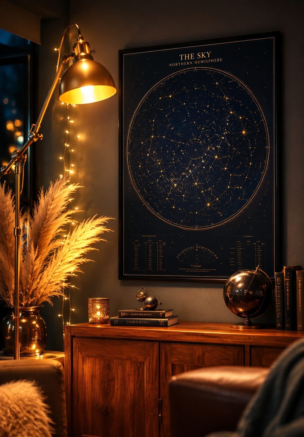 Gold ink constellation lines